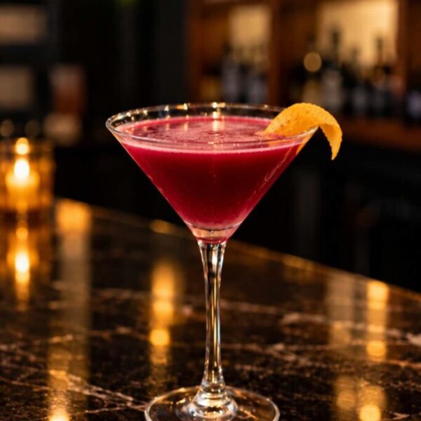 Mahia Martini — “Mystique” in Ukrainian — a vibrant Pierogi Bar signature cocktail.