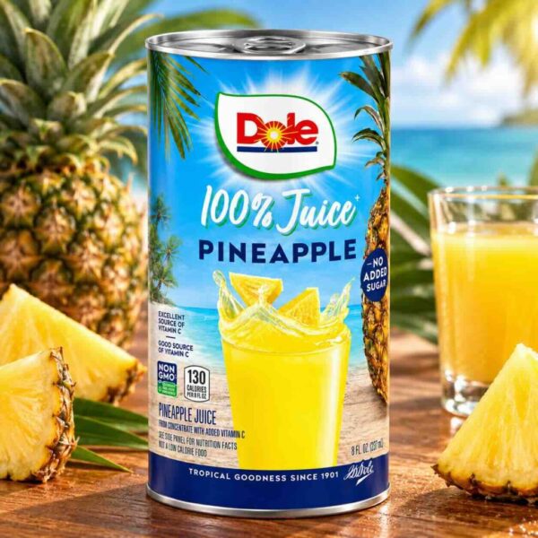 Dole pineapple juice served chilled at Pierogi Bar St Pete.