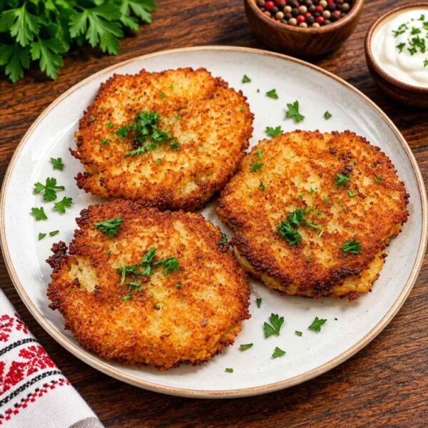 Ukrainian Potato Pancakes at Pierogi Bar St Pete, crisp and golden with tender centers and served with sour cream.