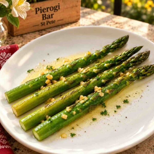 Garlic asparagus served at Pierogi Bar St Pete.
