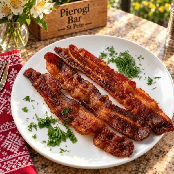 Savory bacon available as a side at Pierogi Bar St Pete.