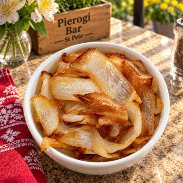 Slow-cooked caramelized onions at Pierogi Bar St Pete.