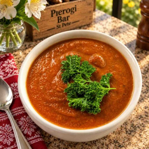 Warm carrot and onion ragout available at Pierogi Bar St Pete.