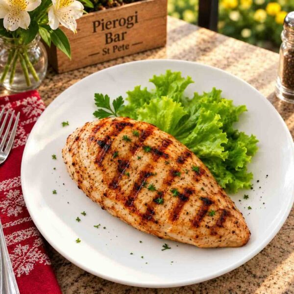 Grilled chicken available as a side at Pierogi Bar St Pete.
