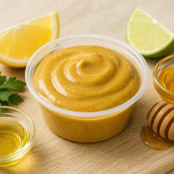 Bold, zesty house mustard available at Pierogi Bar St Pete.