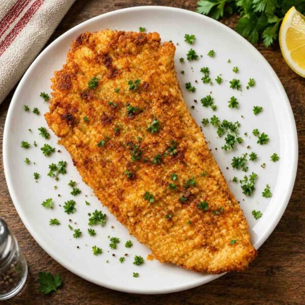 A savory schnitzel portion available at Pierogi Bar St Pete.