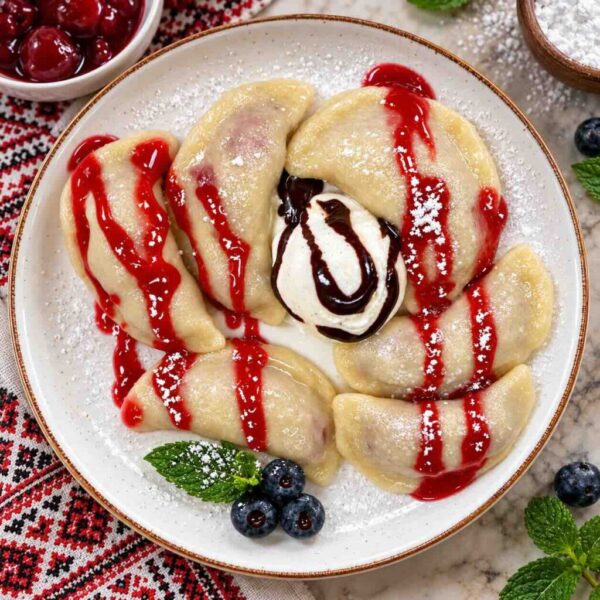 Sour Cherry Pierogis filled with bright, sweet-tart cherries at Pierogi Bar St Pete.