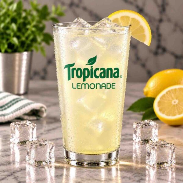 Cold Tropicana Lemonade brings bright citrus refreshment to your meal.